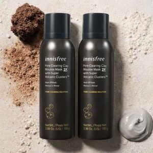Lot 2 Innisfree Pore Clearing Clay Mousse Mask 2X Volcanic Clusters 100g